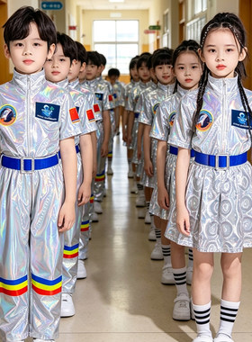 科技感儿童演出服机器人衣服爵士舞幼儿园小学生宇航服亮片ai服装