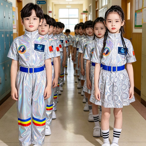 科技感儿童演出服机器人衣服爵士舞幼儿园小学生宇航服亮片ai服装