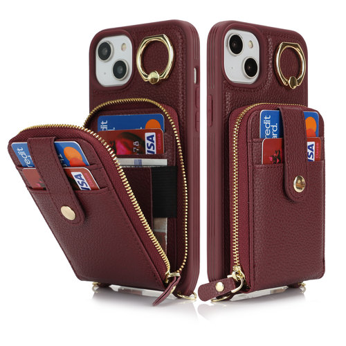 适用苹果16手机壳斜挎包带挂绳多卡位iphone15Pro max零钱卡包14plus插卡皮套13可支架指环扣手机壳