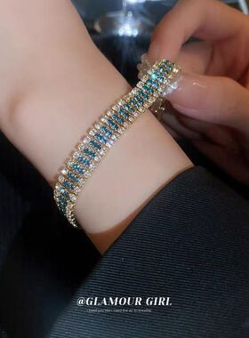 欧美锆石满天星河轻奢手链小中大手腕可带洗澡奢华锆石爆款首饰