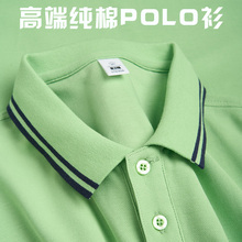 高端纯棉夏季短袖POLO衫定制logo企业团体工作服定制男女刺绣