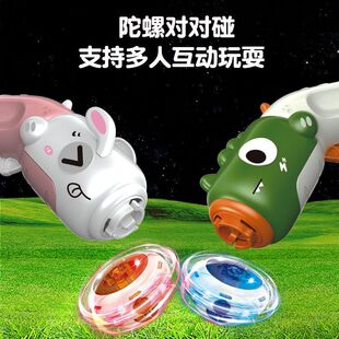 新爆款儿童玩具兔子陀螺枪竹蜻蜓飞天飞碟灯光发光陀螺恐龙枪夜市