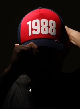 韩国代购硬顶百搭时尚1988大号棒球帽高顶弯檐显脸小男女鸭舌帽子