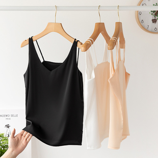 秋季女士冰丝内搭吊带仿真丝绸小背心春秋缎面打底衫薄款无袖睡衣