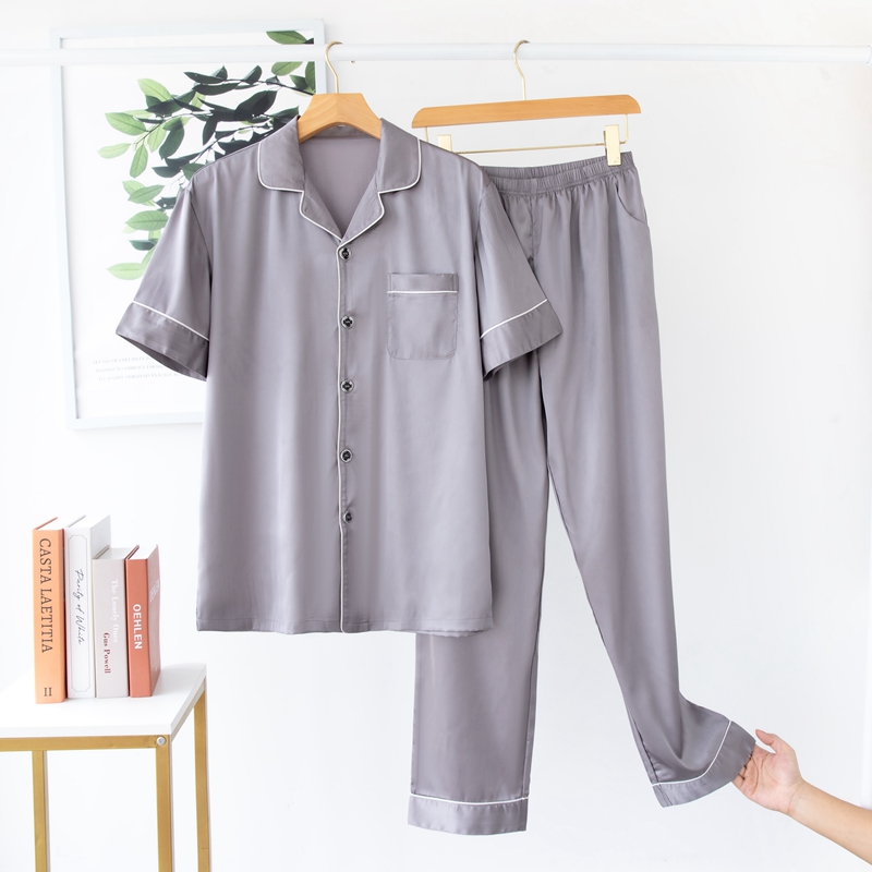 丝萝春秋男冰雪丝睡衣套装