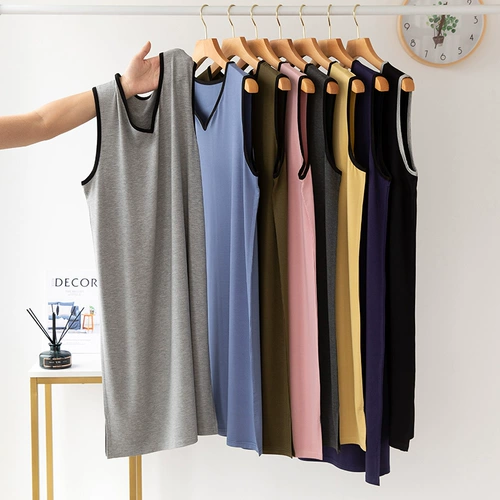 Летняя пижама, банный халат без рукавов, длинный шелковый жилет, длина макси