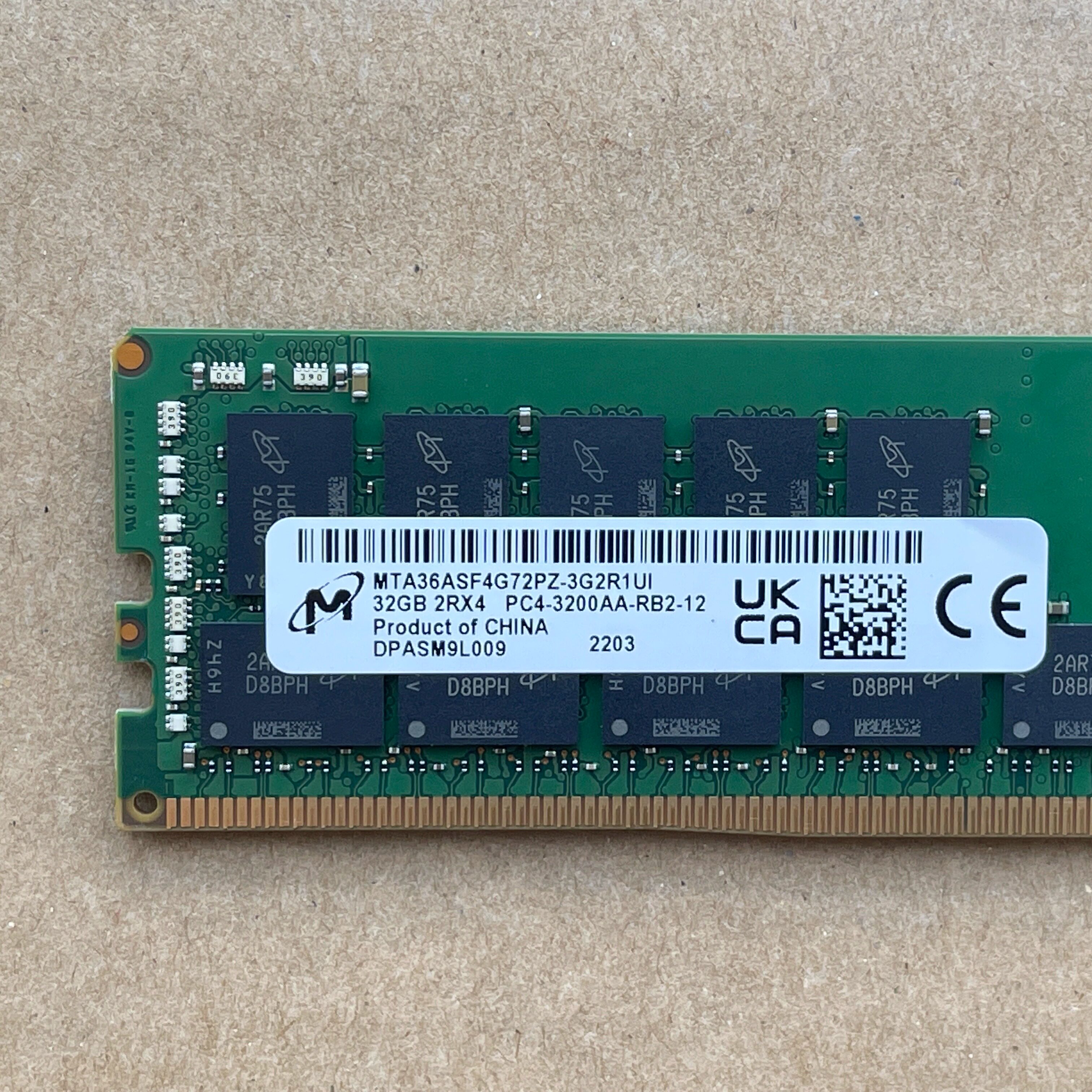 镁光 32G DDR4 3200 ECC REG MTA36ASF4G72PZ-3G2E2UG服务器内存