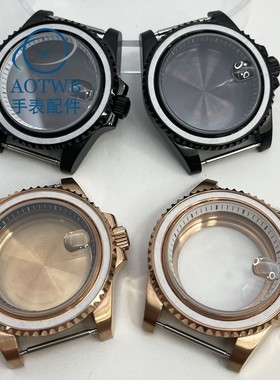 40mm黑色PVD玫金表壳适合NH35 NH36 PT5000 ETA2824 ST2130 机芯