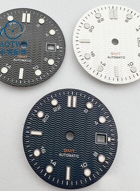 31mm黑/白色表盘GMT字面适合ETA2824 2836 美优达82s 明珠机