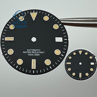 手表配件29mm手表表盘黑色字面绿色夜光适合NH35 NH35A机芯