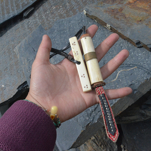 藏区老物件牧区随身便携针线包牦牛骨铜丝镶嵌工艺针线小物收纳