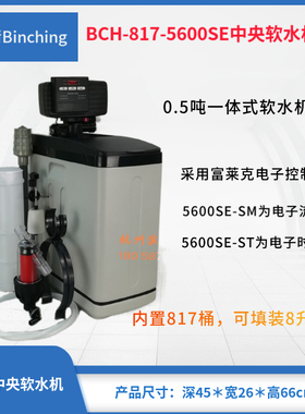 滨清diy  0.5吨软水器 BCH2-817-5600SE富莱克时间或流量型软水机