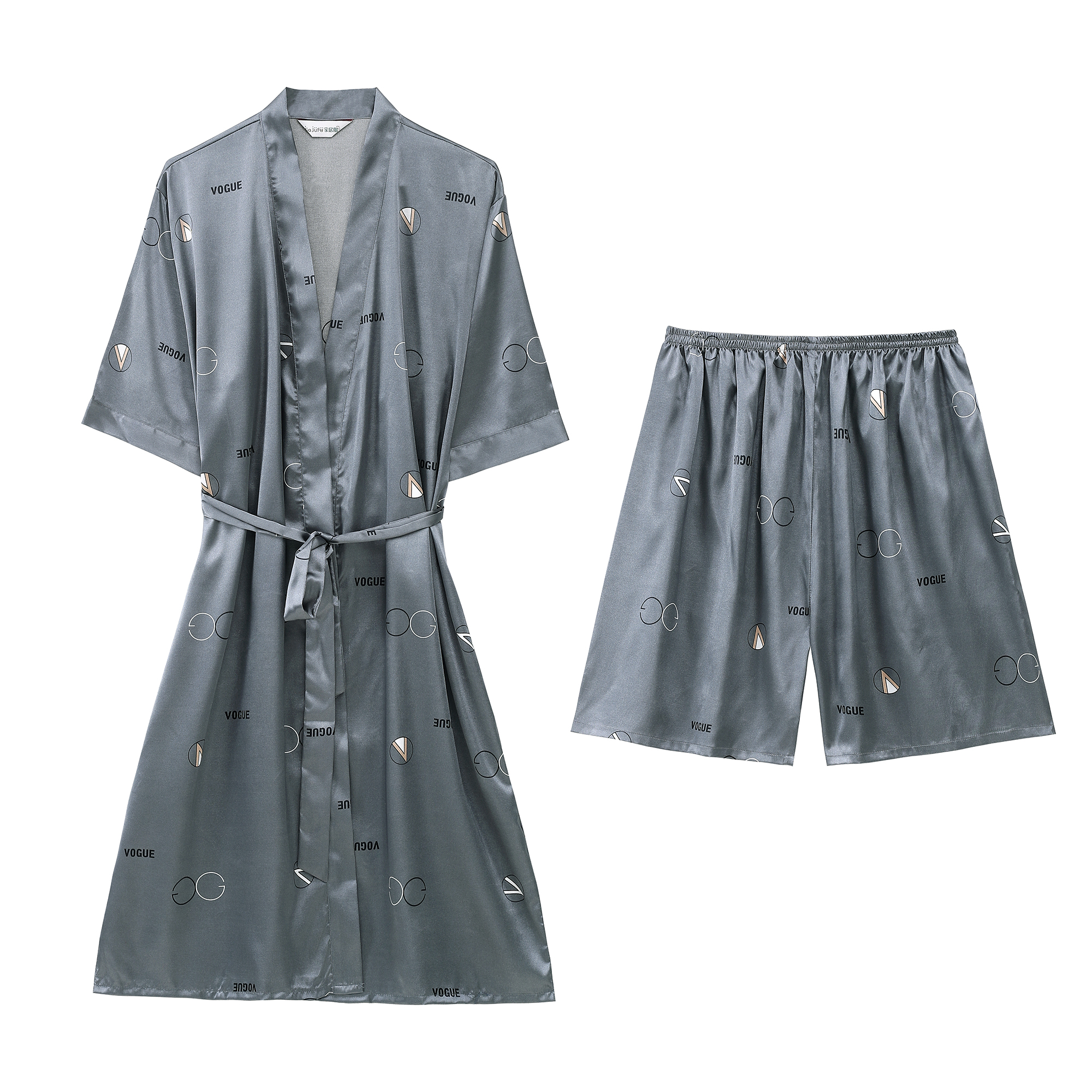 冰丝绸男冰丝绸性感睡袍浴袍