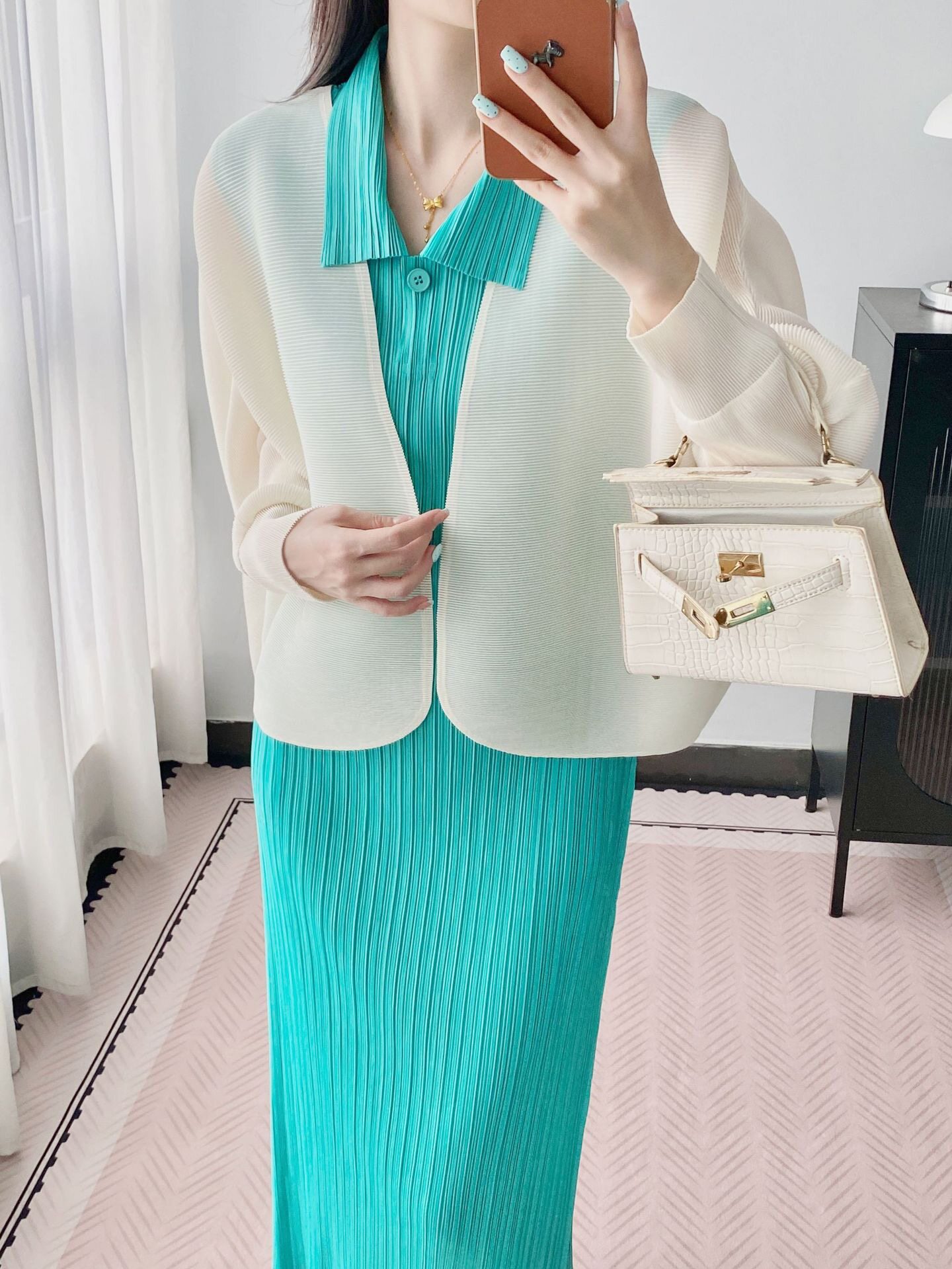三宅风蝙蝠袖无扣宽松薄款开衫
