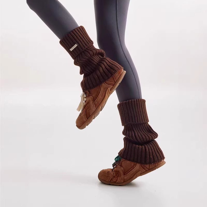 秋冬新款金属标翻边袜套女堆堆袜jk辣妹靴套针织腿套小腿袜袜子