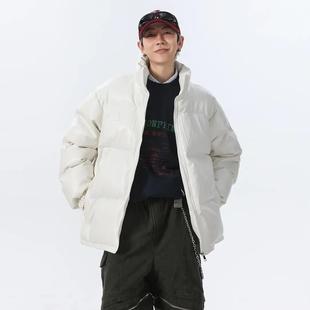 立领加厚钢印棉衣加厚外套男女宽松保暖冬装皮棉服情侣百搭潮男生