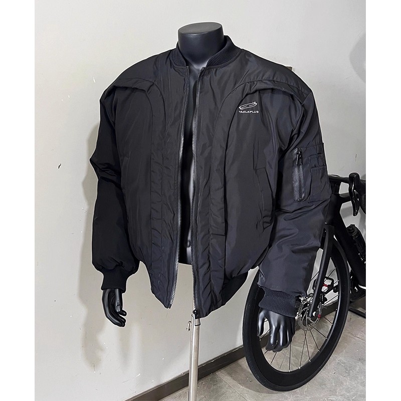 美式弧形解构飞行员夹克棉服