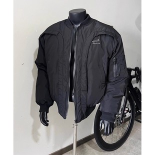 美式弧形解构飞行员夹克棉服男款冬季cleanfit潮牌保暖棒球服外套