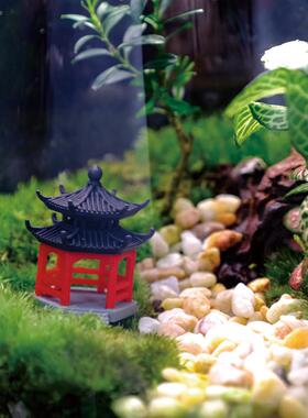 3D打印国风古建筑微景观六角亭摆件盆景亭子鱼缸造景装饰凉亭亭台