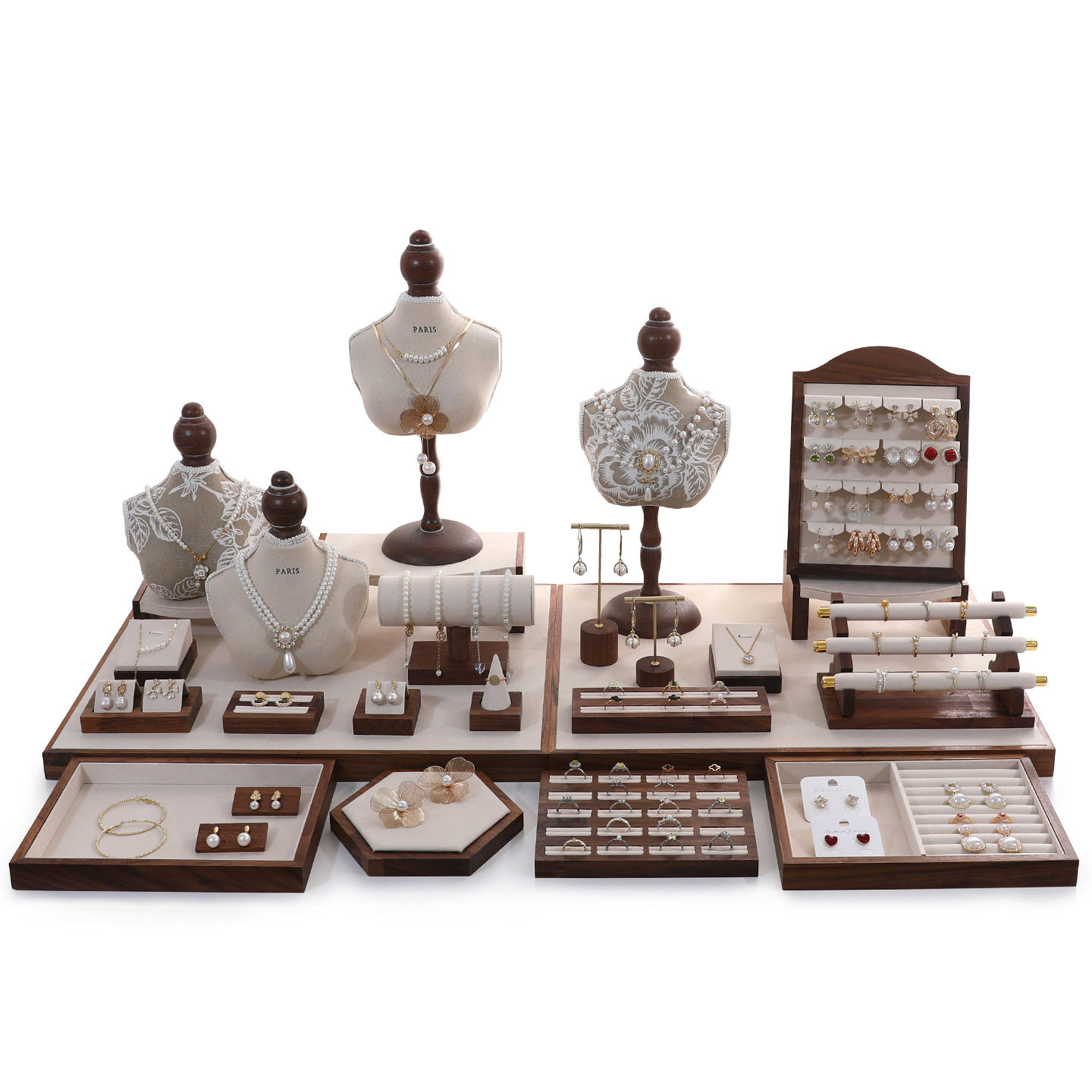胡桃木首饰展示架复古相框耳环模特珠宝饰品陈列展示盘项链展示架