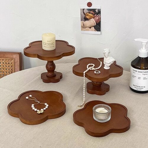 首饰展示架茶托盘木质高脚水果点心牛排披萨寿司客厅桌面玄关摆件