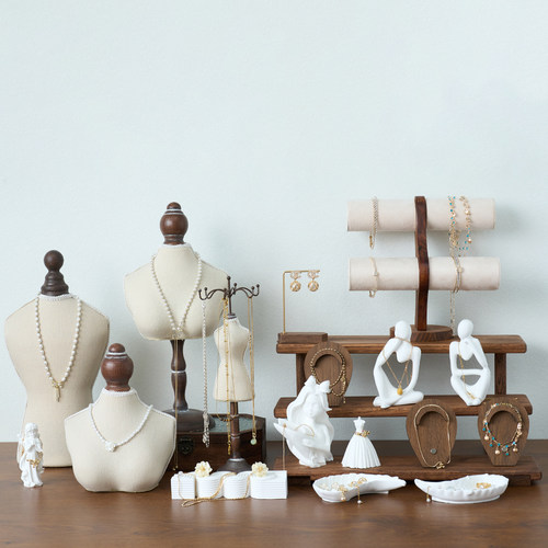 复古ins风木质简约首饰架石膏饰品陈列橱窗道具摆摊项链架手镯架