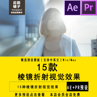PR转场插件棱镜折射视觉效果Premiere插件模板预设抖音短视频素材