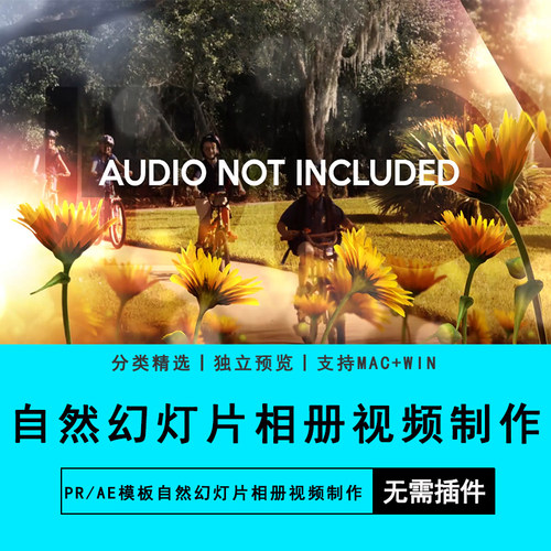 PR+AE模板夏日阳光雏菊花卉虚化背景自然幻灯片相册制作