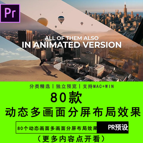 PR软件预设动态画面多画面分屏布局效果插件模板预设