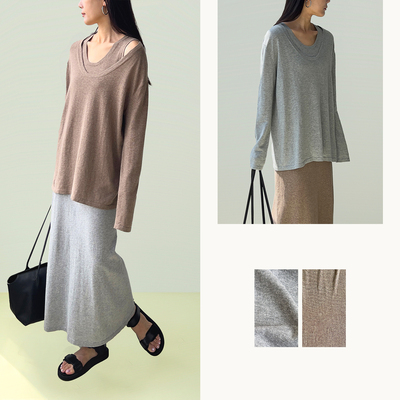 限时福利｜Plain Sight 燕麦色、浅灰色棉麻圆领宽松针织套头衫