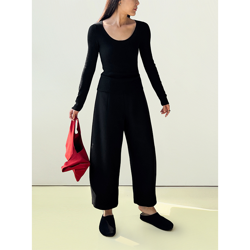 Plain Sight 黑色羊毛萝卜裤