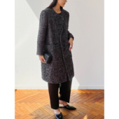 Plain Sight 彩色编织 新春｜8折 黑羊毛中长款 大衣外套