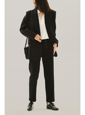 【秒杀不退不换】Plain Sight 黑色羊毛羊绒锥形铅笔9分裤