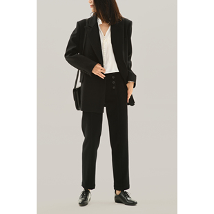 Sight ｜Plain 黑色羊毛羊绒锥形铅笔9分裤 秒杀