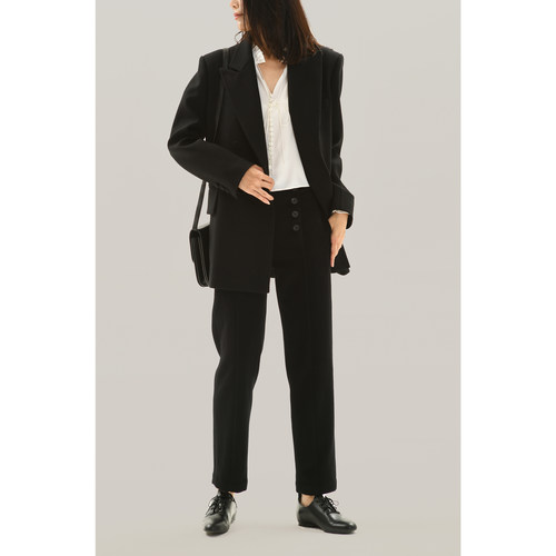 【秒杀】｜Plain Sight 黑色羊毛羊绒锥形铅笔9分裤