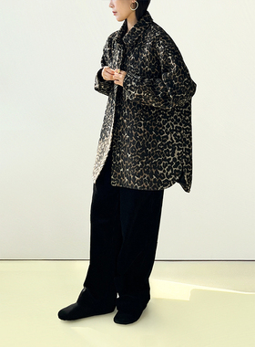 Plain Sight 豹纹羊毛羊驼毛混纺宽松衬衫外套