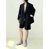 新春｜9折 黑色羊毛微廓形枪驳领西装 Plain Sight