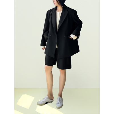秒杀不退不换｜Plain Sight 黑色羊毛微廓形枪驳领西装