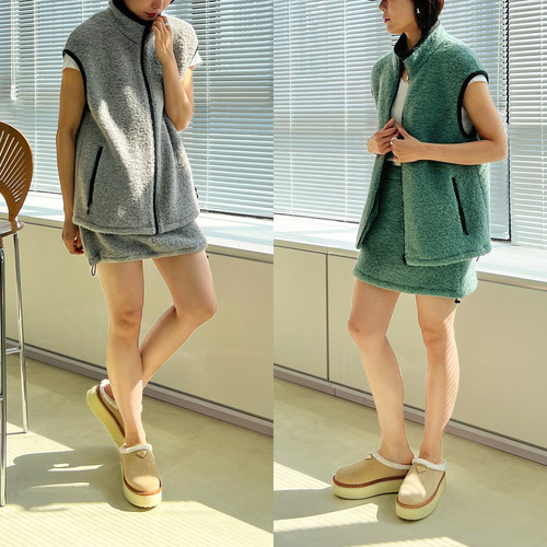 Plain Sight 日本羊毛摇粒绒宽松拉链马甲背心