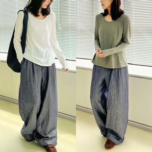 日本天竺全棉圆领长袖 基础T恤 Sight Plain