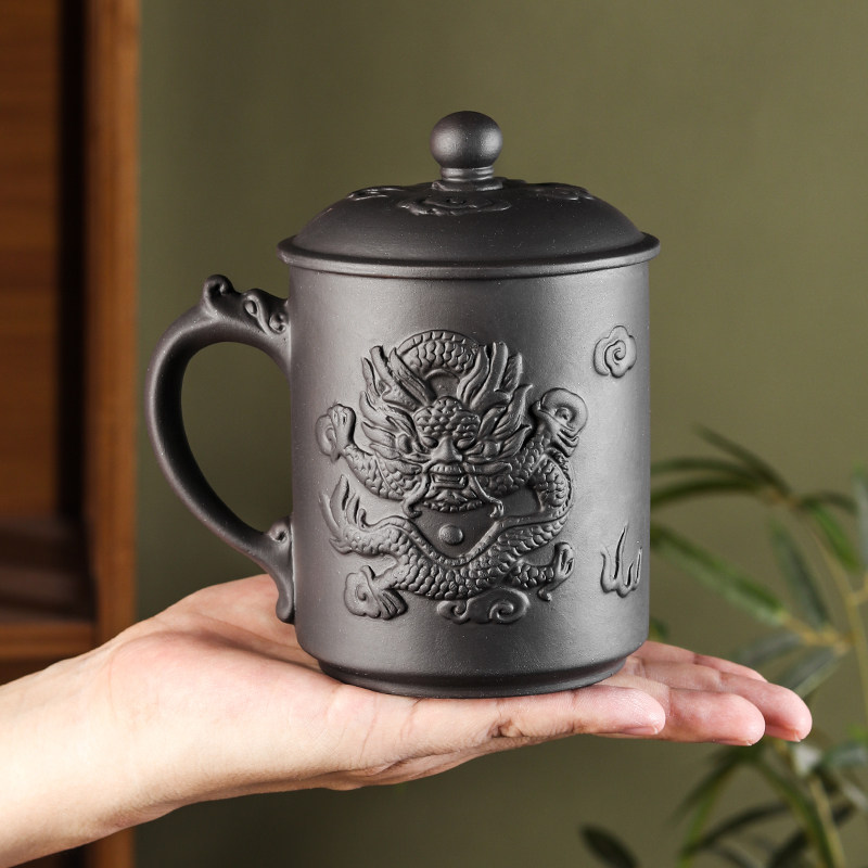 紫砂杯单个大号泡茶杯主人杯大容量盖杯喝茶水杯茶杯男杯子养生杯