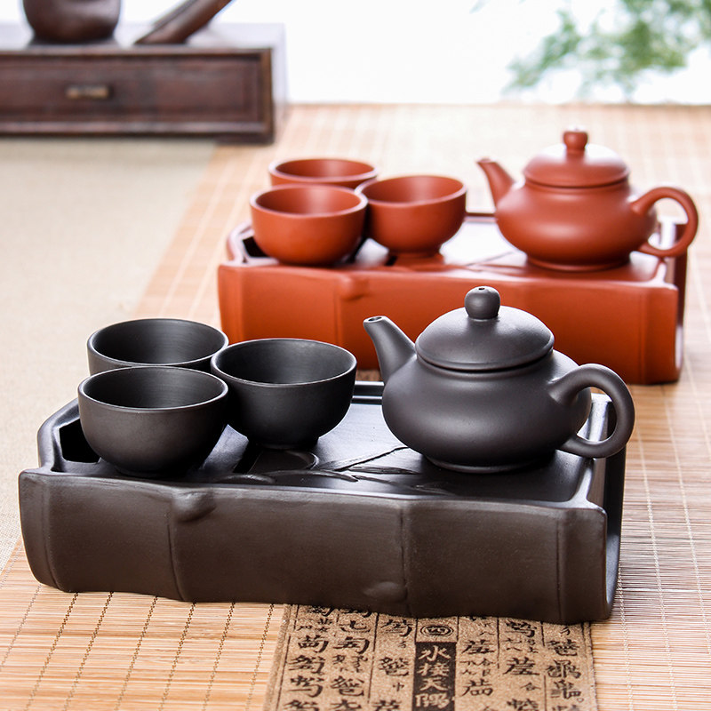 Yixing dark-red enameled pottery teapot Bamboo tea tray Tea boat Cinnabar teapot ceramics Water tray Kungfu Online Tea Set Dry bulb Taiwanin the Tableware , Tea set , Kung Fu Tea  category - from Buy2taobao.com to provide professional Taobao agent buy service