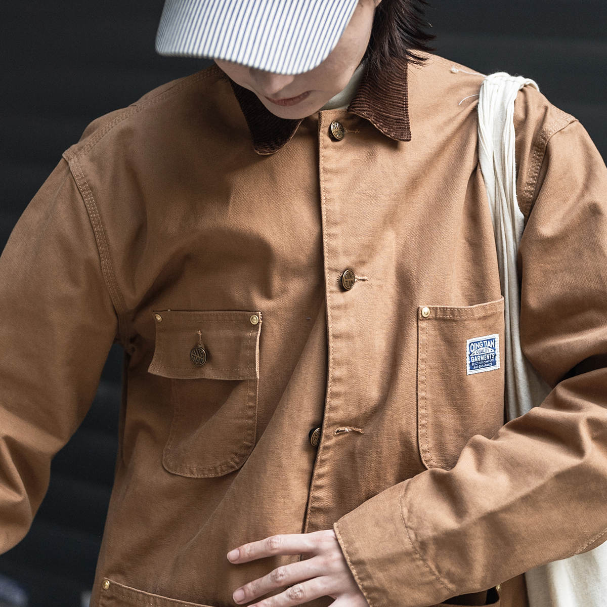 美式复古帆布四袋工装夹克