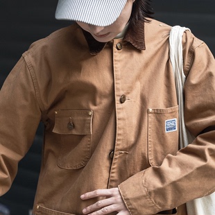 夹克男女同款 美式 复古CHORE JACKE重磅帆布四袋工装 拼接外套 经典