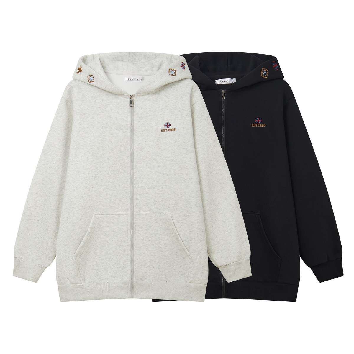 春款卫衣开衫450g重磅高品质外套休闲夹克高密绣花外套卫衣连帽