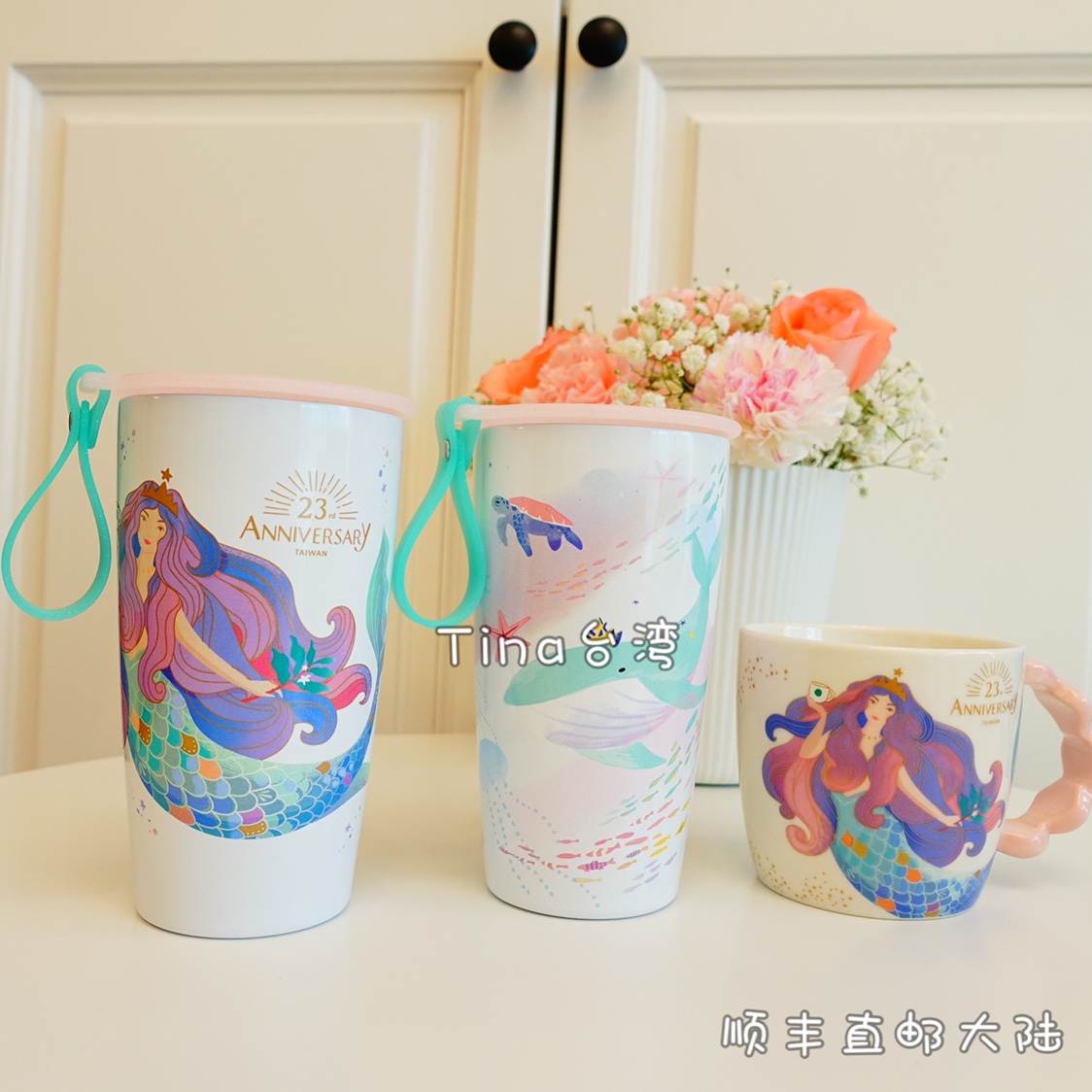 包邮STARBUCKS星巴克23周年人鱼TOGO不锈钢杯马克杯Tina台湾直邮