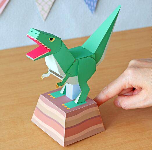 【纸模天堂】两只小恐龙呀~飞在花丛中~趣味手工模型diy材料动物