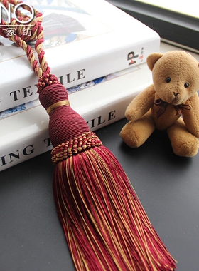 高档欧式窗帘花边挂球绑绳绑扣带手工大号流苏绑球吊穗家用一对装