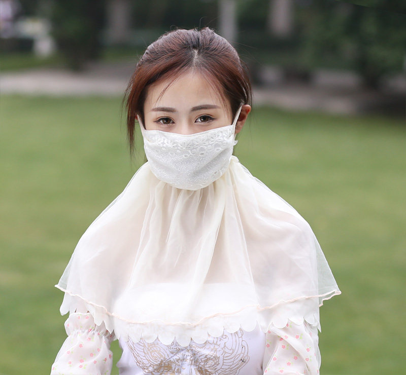 新款夏季女士超大护颈双层防晒口罩薄透气护肩防晒面罩面纱