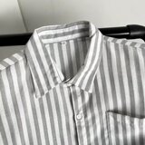 条纹棉麻衬衫男秋季2023潮流宽松中性风长袖休闲衬衣外套7056p30，男装衬衫，星座218-1（原230）